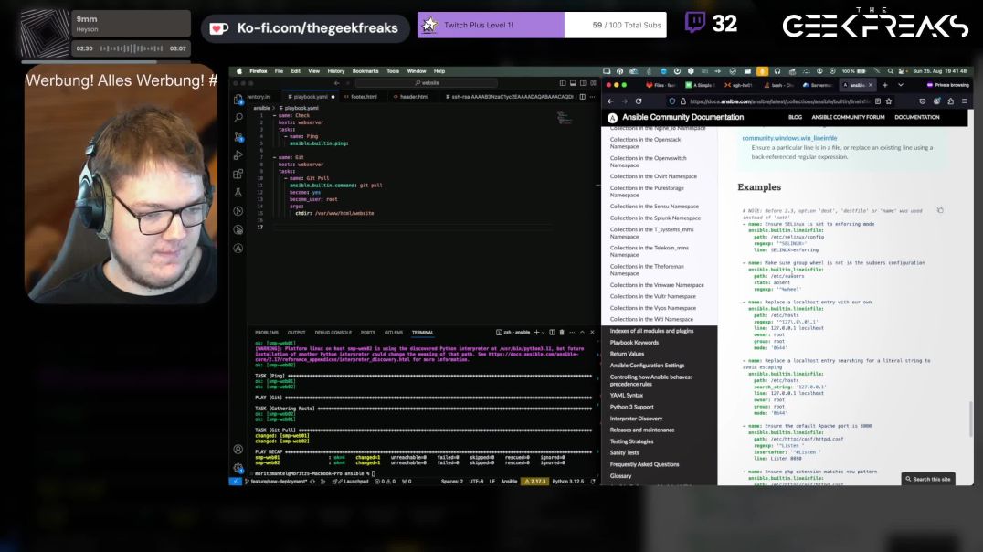 ⁣🔴VOD - Livestream 25.08.2024 - Website/Webserver Deployments mit Ansible, HTML Replacements