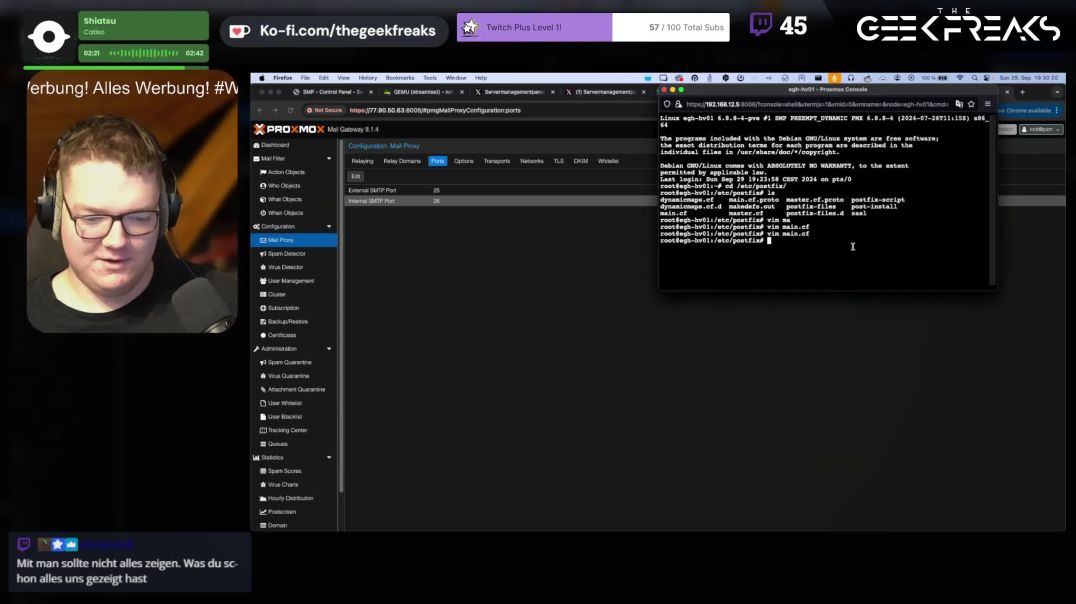 ⁣🔴VOD - Livestream 29.09.2024 - Proxmox Mail Gateway bei Servermanagementpanel aufsetzen und testen
