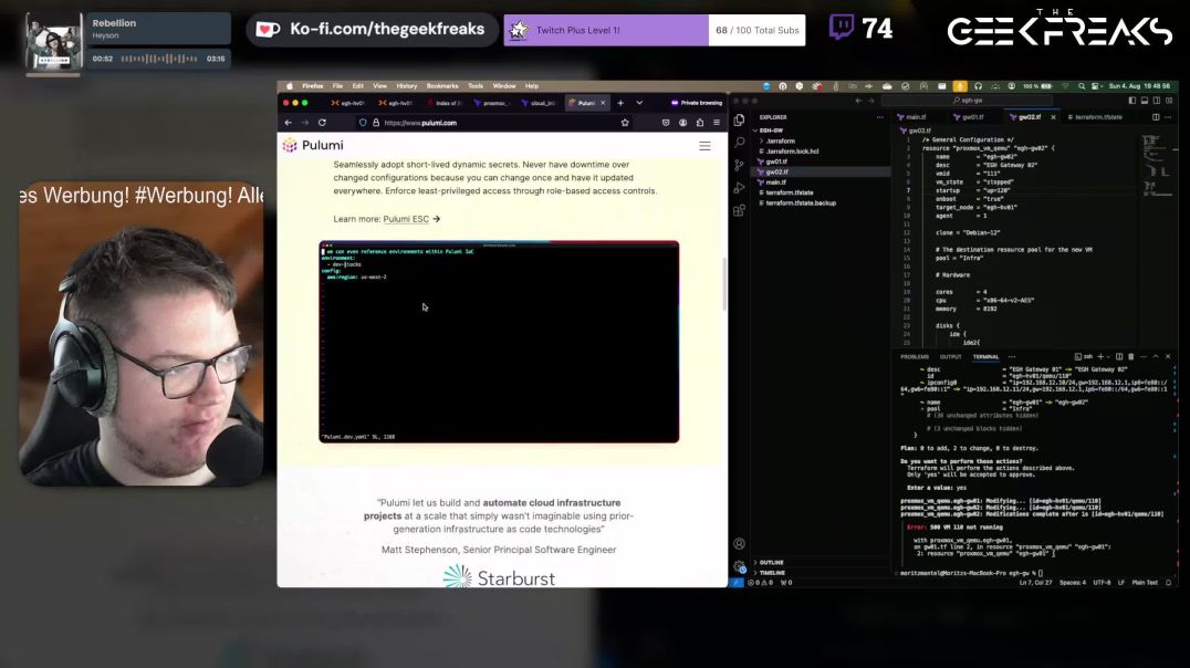 ⁣🔴VOD - Livestream 04.08.2024 - Terraform Proxmox Setup für BGP Gateways in Eygelshoven, NL